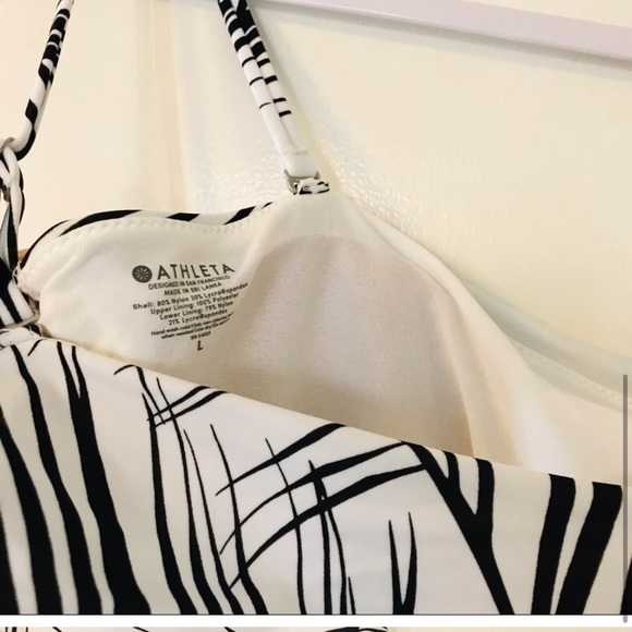 NWT Athleta Retro Palm One Piece Cut Out Black & White Swimsuit Size Large NWT - Picture 3 of 5
